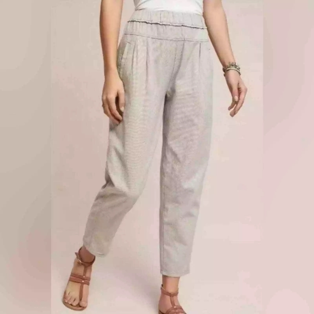 Anthropologie Hei Hei Pull On Beachy Cotton Tapered Casual Pants Grey Size XS